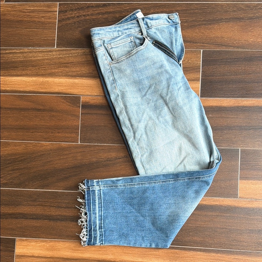 Risen jeans 2-toned Light Blue Frayed Hem Jeans